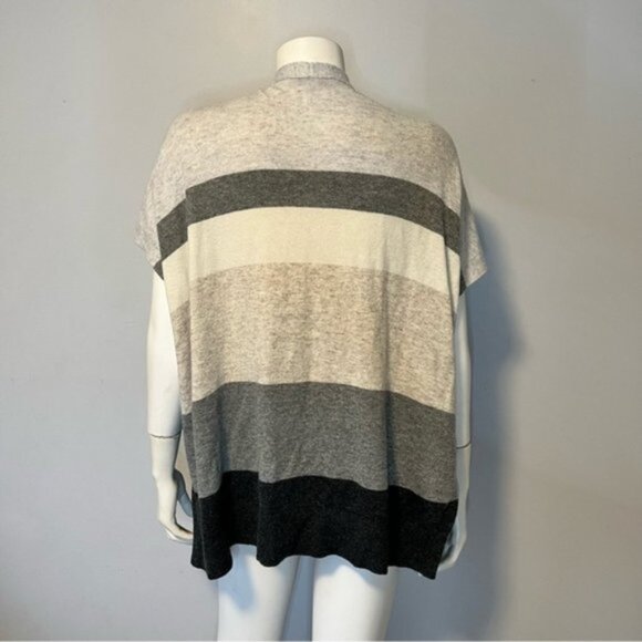 Ann Taylor LOFT Gray Colorblock Thin Knit Open Poncho Cardigan Sweater Size XS/S - Picture 9 of 13